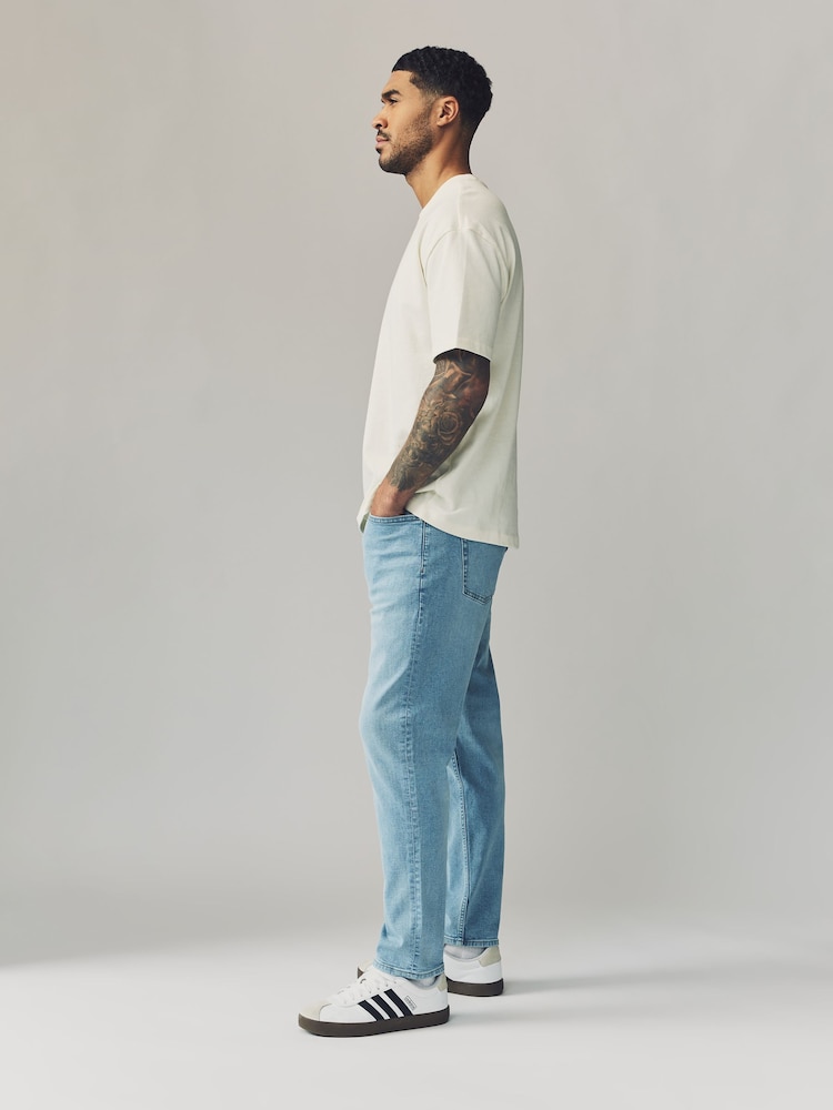 Blue Pale Regular Tapered Fit Classic Stretch Jeans - Image 3 of 6