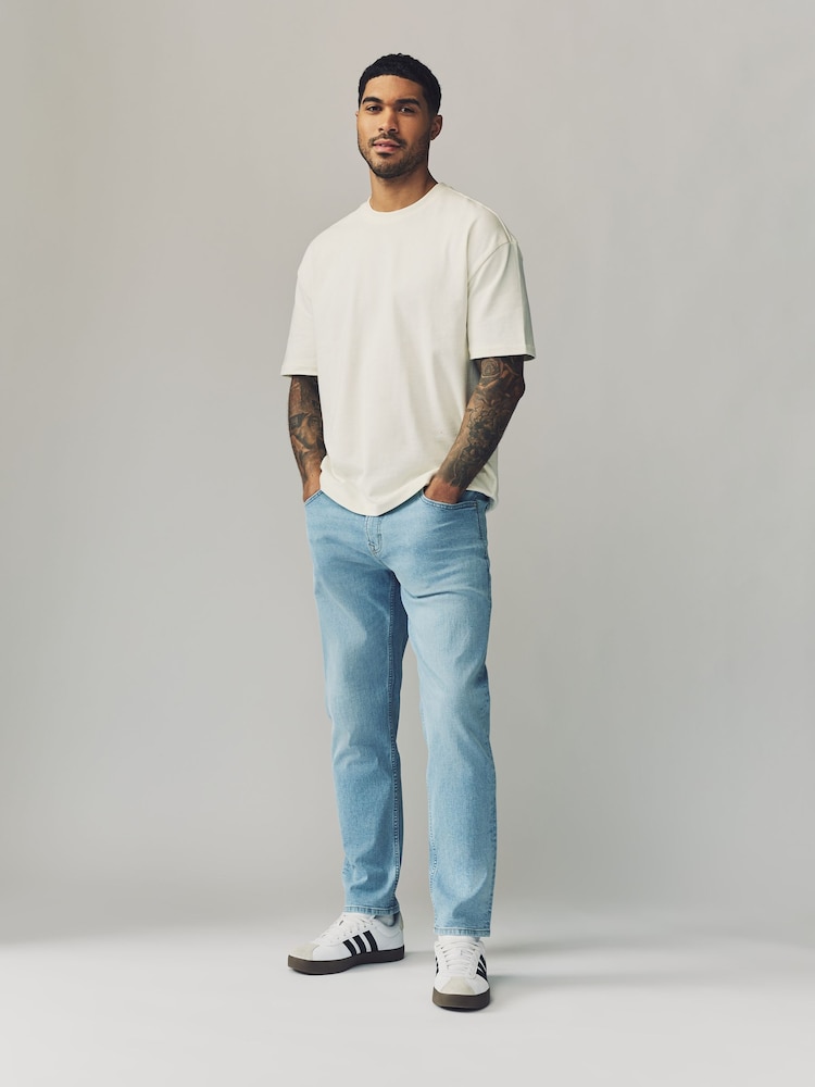 Blue Pale Regular Tapered Fit Classic Stretch Jeans - Image 4 of 6