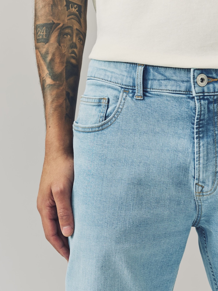 Blue Pale Regular Tapered Fit Classic Stretch Jeans - Image 5 of 6