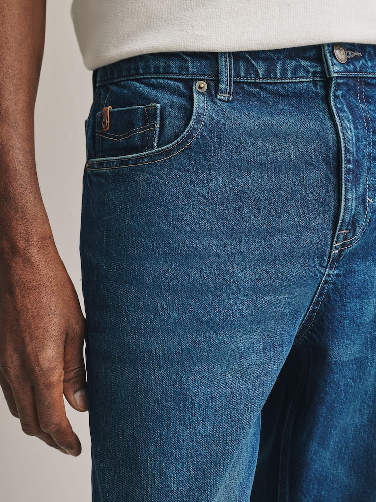 Dark Blue Straight Fit Signature Soft Touch Denim Jeans - Image 4 of 10