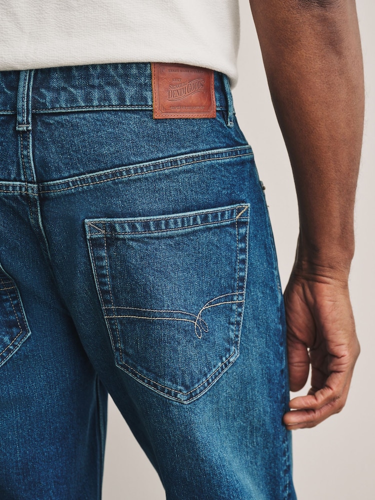 Dark Blue Straight Fit Signature Soft Touch Denim Jeans - Image 5 of 10