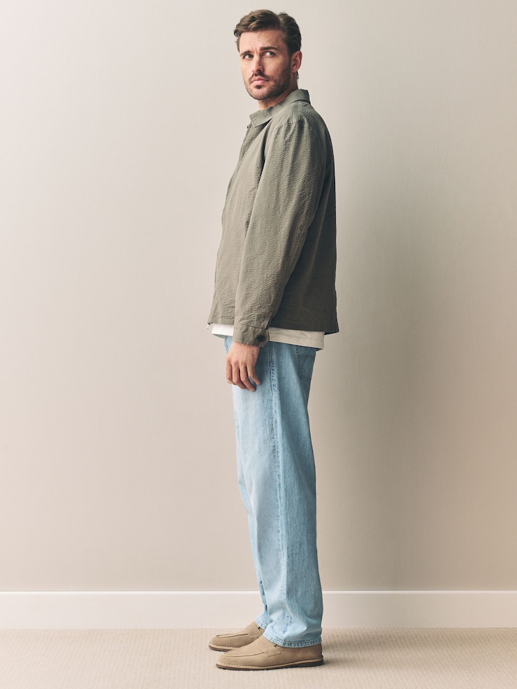 Light Blue Relaxed Fit Signature Lightweight Cotton Linen Jeans - Image 3 of 10