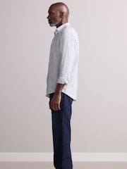Dark Blue Straight Fit Signature Lightweight Cotton Linen Jeans - Image 4 of 10