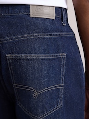 Dark Blue Straight Fit Signature Lightweight Cotton Linen Jeans - Image 6 of 10