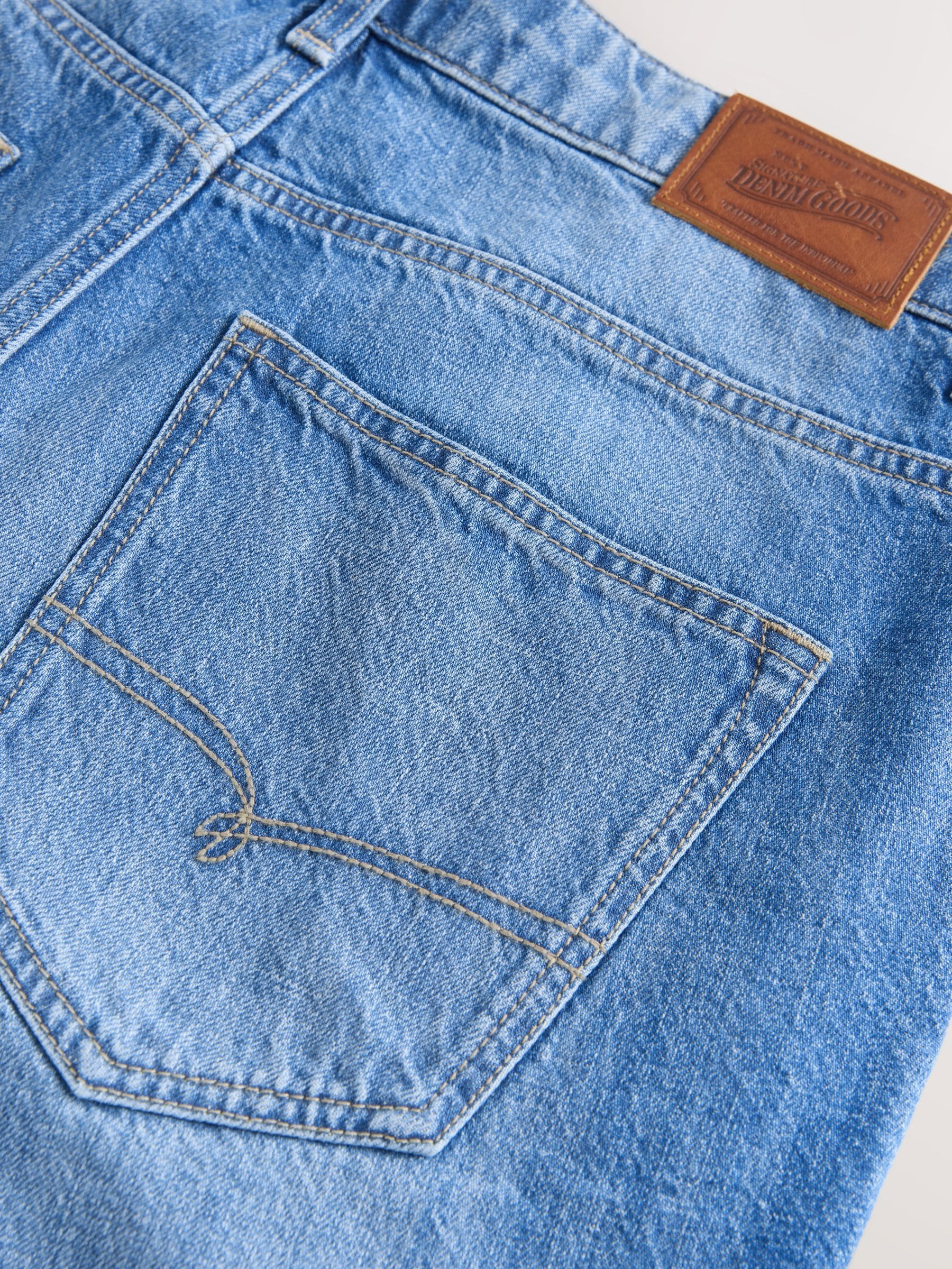 Buy Blue Straight Fit Signature Lightweight Cotton Linen