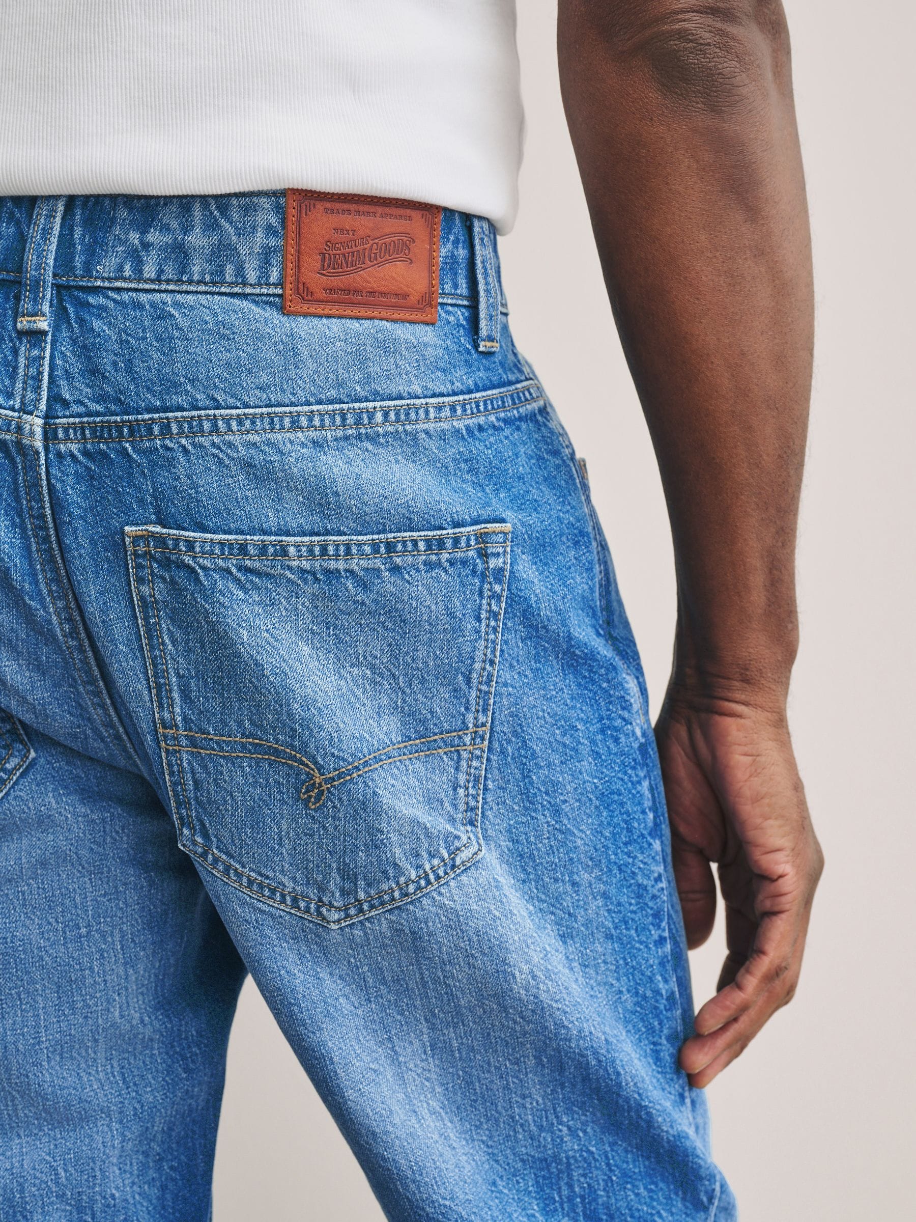 Buy Blue Straight Fit Signature Lightweight Cotton Linen Jeans