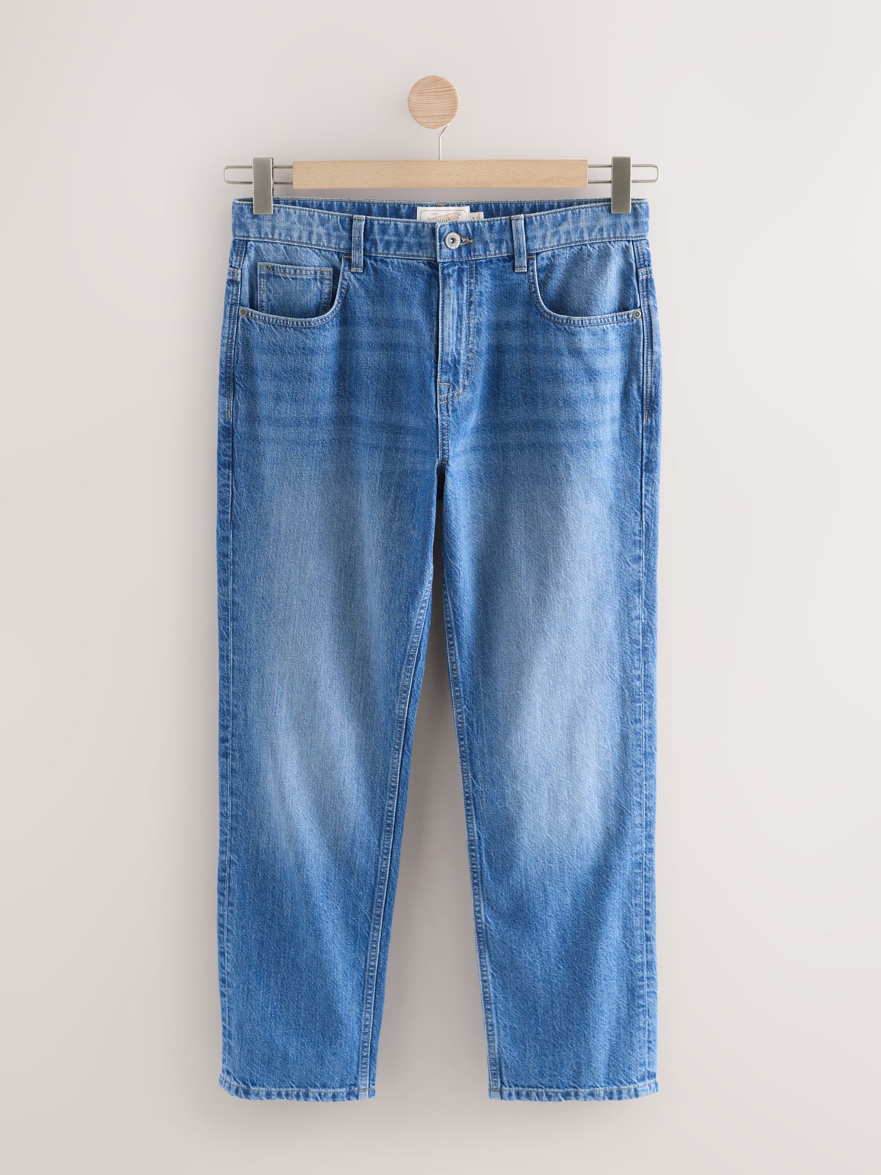 Buy Blue Straight Fit Signature Lightweight Cotton Linen Jeans