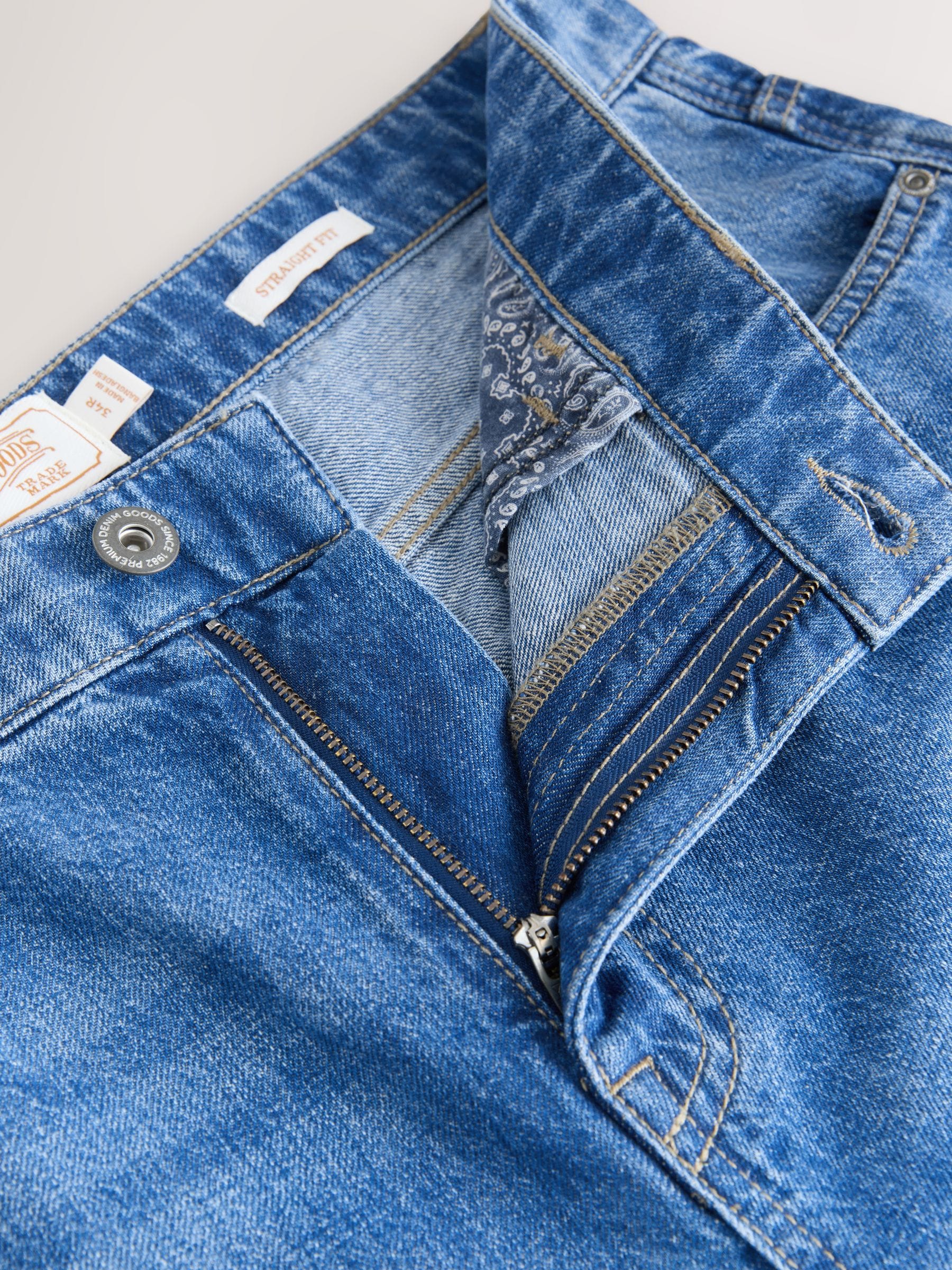 Buy Blue Straight Fit Signature Lightweight Cotton Linen Jeans