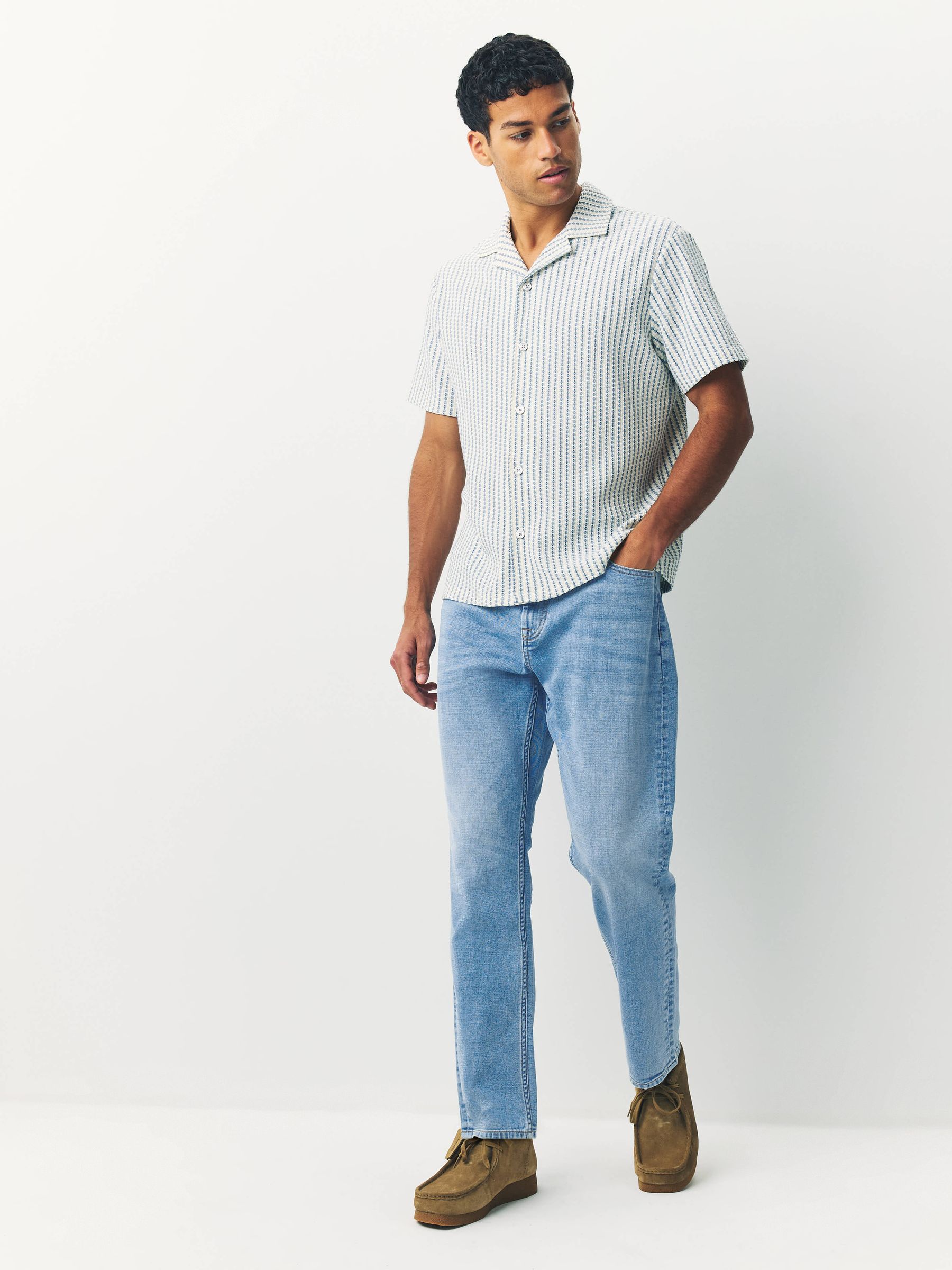 Buy Light Blue Slim Fit Lightweight Stretch Denim Jeans from the