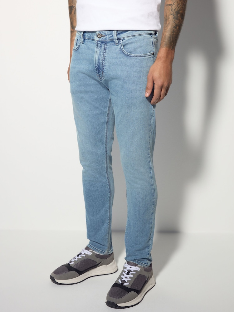 Blau, Hellgrau - Enge Passform - Bequeme Stretch-Jeans - Bild 1 von 12