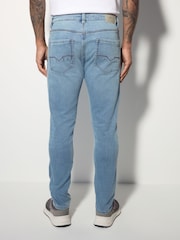 Blau, Hellgrau - Enge Passform - Bequeme Stretch-Jeans - Bild 4 von 12
