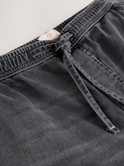 Preto lavado - Waist Calça Linen Denim jeans com elástico - Imagem 10 de 12