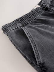 Preto lavado - Waist Calça Linen Denim jeans com elástico - Imagem 11 de 12