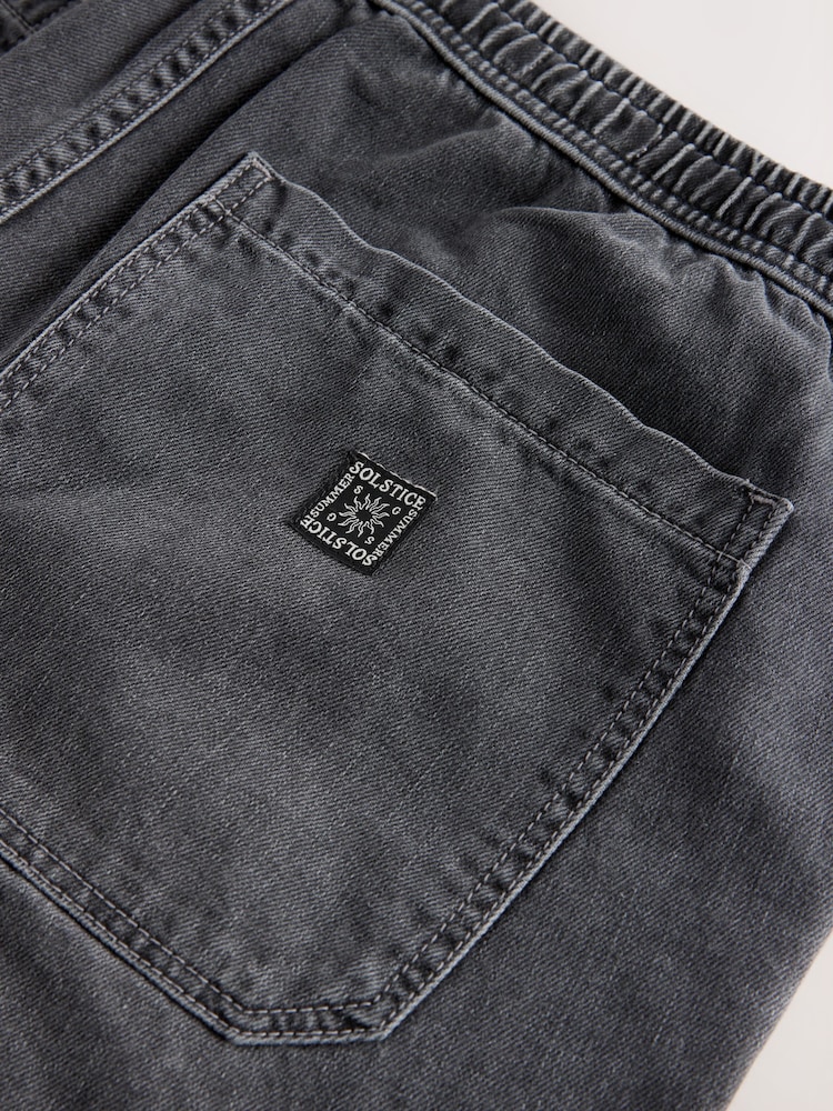 Preto lavado - Waist Calça Linen Denim jeans com elástico - Imagem 12 de 12