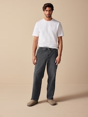 Preto lavado - Waist Calça Linen Denim jeans com elástico - Imagem 2 de 12