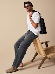 Preto lavado - Waist Calça Linen Denim jeans com elástico - Imagem 3 de 12