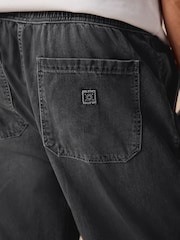 Preto lavado - Waist Calça Linen Denim jeans com elástico - Imagem 7 de 12