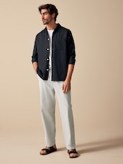 Cinza claro - Waist Calça Linen Denim jeans com elástico - Imagem 2 de 12