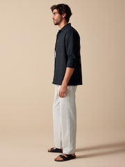 Cinza claro - Waist Calça Linen Denim jeans com elástico - Imagem 5 de 12