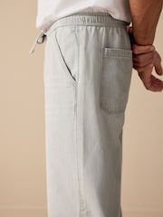Cinza claro - Waist Calça Linen Denim jeans com elástico - Imagem 7 de 12