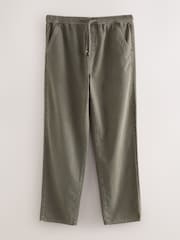 Verde cáqui - Waist Calça Linen Denim jeans com elástico - Imagem 1 de 5