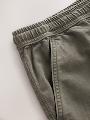 Verde cáqui - Waist Calça Linen Denim jeans com elástico - Imagem 4 de 5