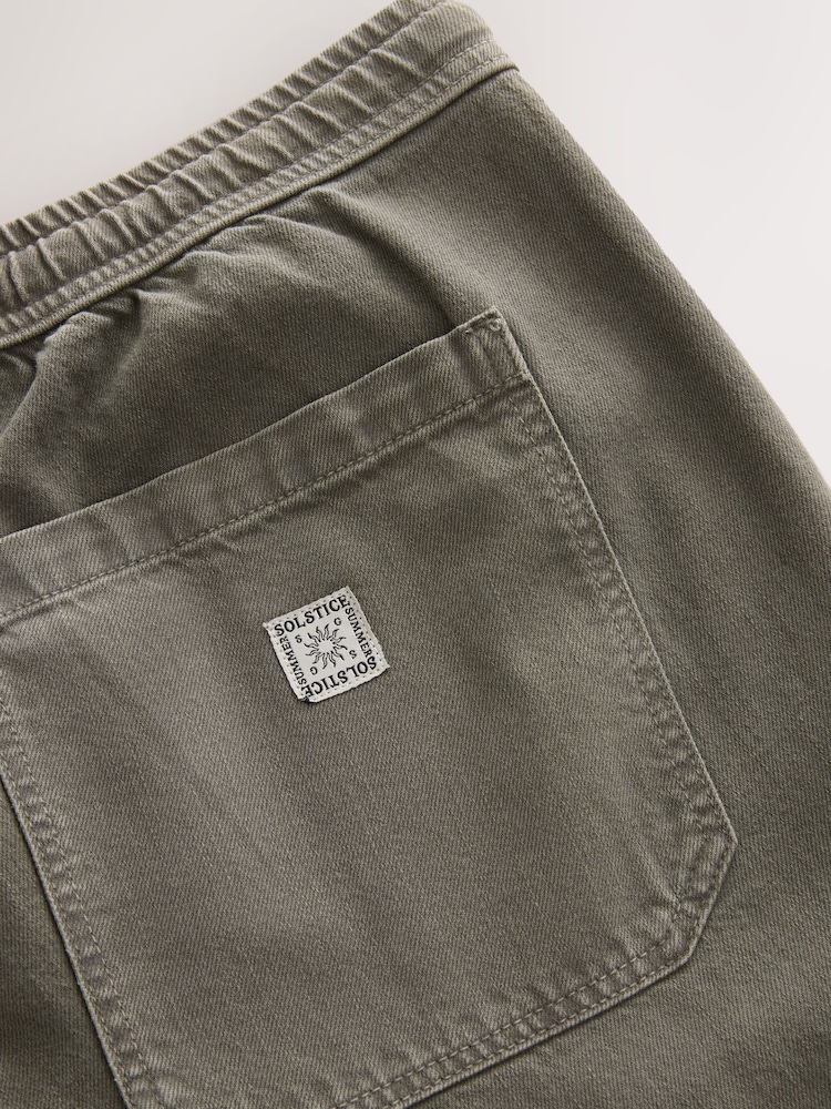 Verde cáqui - Waist Calça Linen Denim jeans com elástico - Imagem 5 de 5