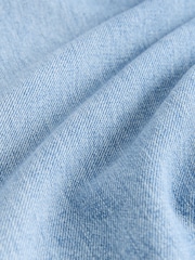 Azul médio - Waist Calça Linen Denim jeans com elástico - Imagem 8 de 11