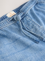 Azul médio - Waist Calça Linen Denim jeans com elástico - Imagem 9 de 11