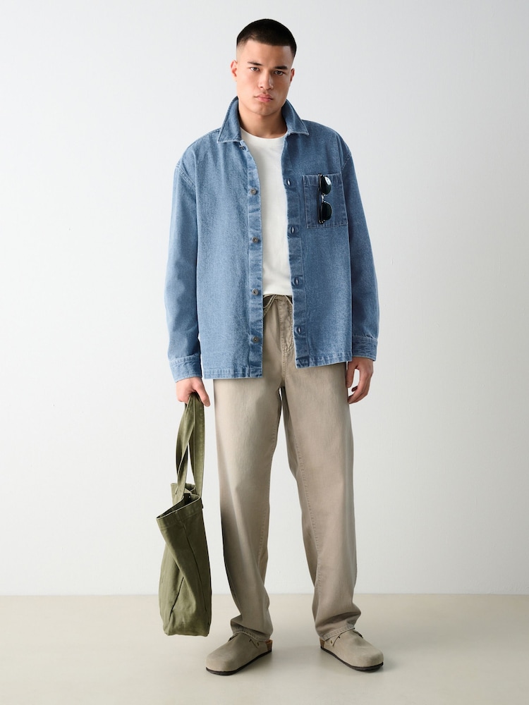 Stone Relaxed Fit Elasticated Waist Cotton Linen Denim Jeans - Image 2 of 12 Stone Relaxed Fit Elasticated Waist Cotton Linen Denim Jeans - Image 2 of 12