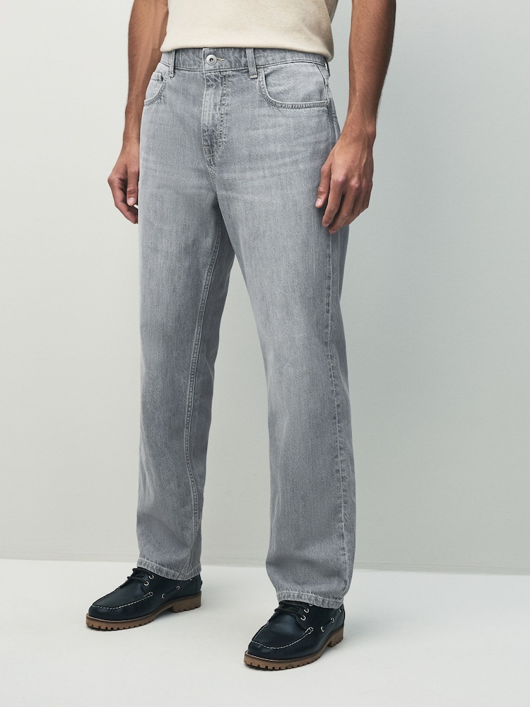 Grey Light Straight Fit Signature Lightweight Cotton Linen Jeans - Image 2 of 17