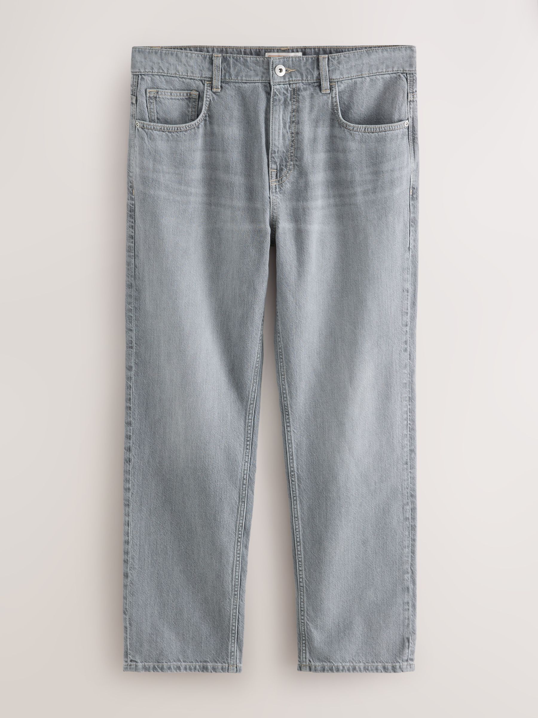 Buy Grey Light Straight Fit Signature Lightweight Cotton Linen