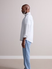 Light Blue Straight Fit Signature Lightweight Cotton Linen Jeans - Image 4 of 11