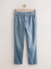 Blue Light Regular Tapered Fit Soft Touch Chino Style Denim Jeans - Image 7 of 11