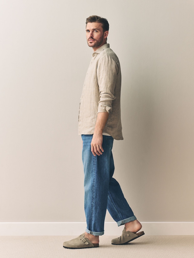 Blue Relaxed Fit Signature Lightweight Cotton Linen Jeans - Image 2 of 6 Blue Relaxed Fit Signature Lightweight Cotton Linen Jeans - Image 2 of 6