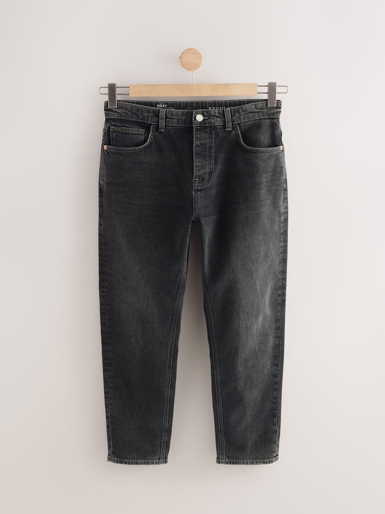 Black Regular Tapered Fit Vintage Wash Denim Jeans - Image 1 of 5 Black Regular Tapered Fit Vintage Wash Denim Jeans - Image 1 of 5