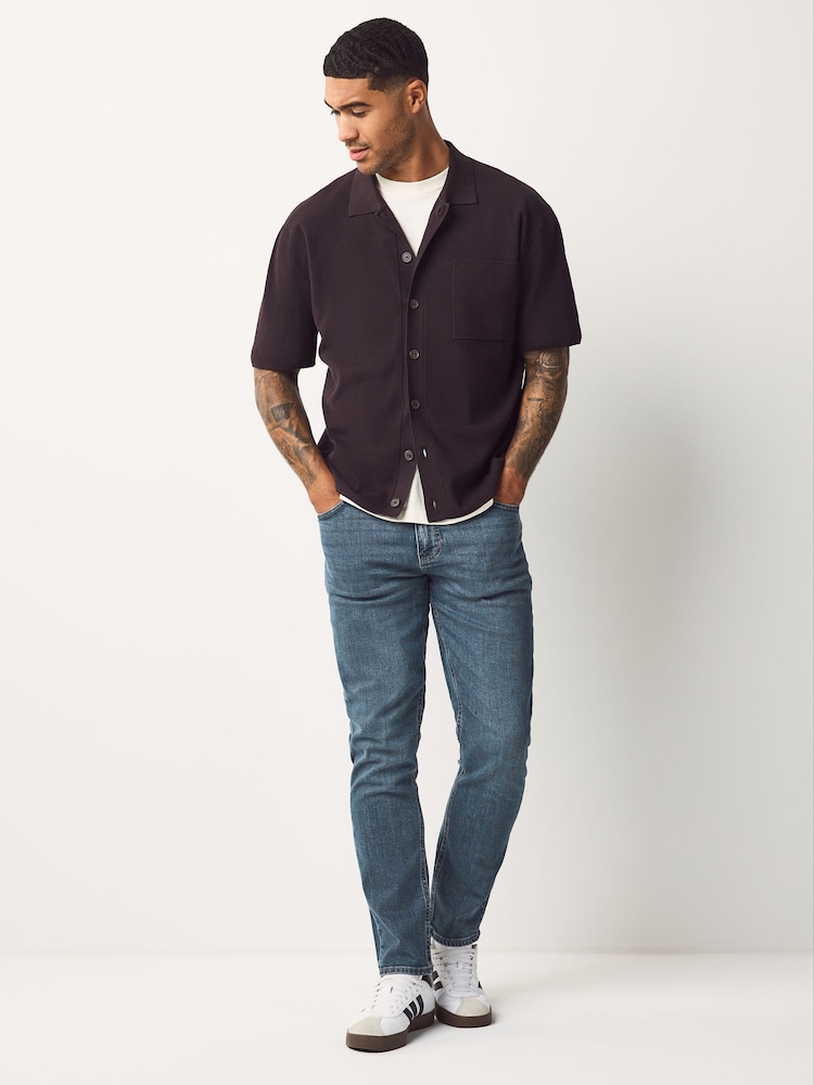 Blue Dark Steel Slim Fit Vintage Wash Denim Jeans - Image 3 of 11