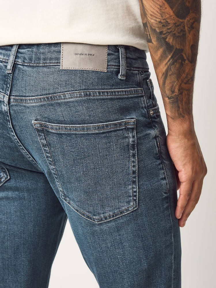 Blue Dark Steel Slim Fit Vintage Wash Denim Jeans - Image 6 of 11