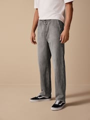 Cinza - Waist Calça Linen Denim jeans com elástico - Imagem 1 de 11