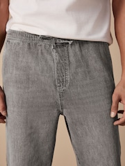 Cinza - Waist Calça Linen Denim jeans com elástico - Imagem 5 de 11