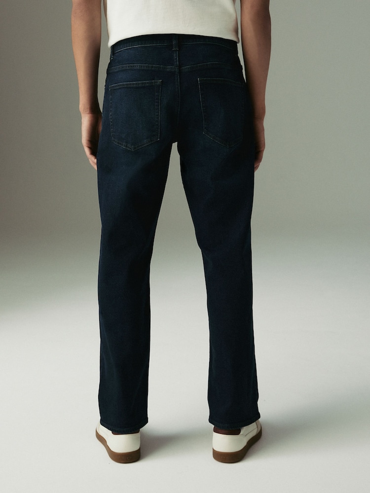 Blue Deep Rinse Single Straight Fit Classic Stretch Jeans - Image 3 of 12