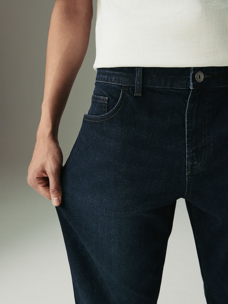 Blue Deep Rinse Single Straight Fit Classic Stretch Jeans - Image 6 of 12