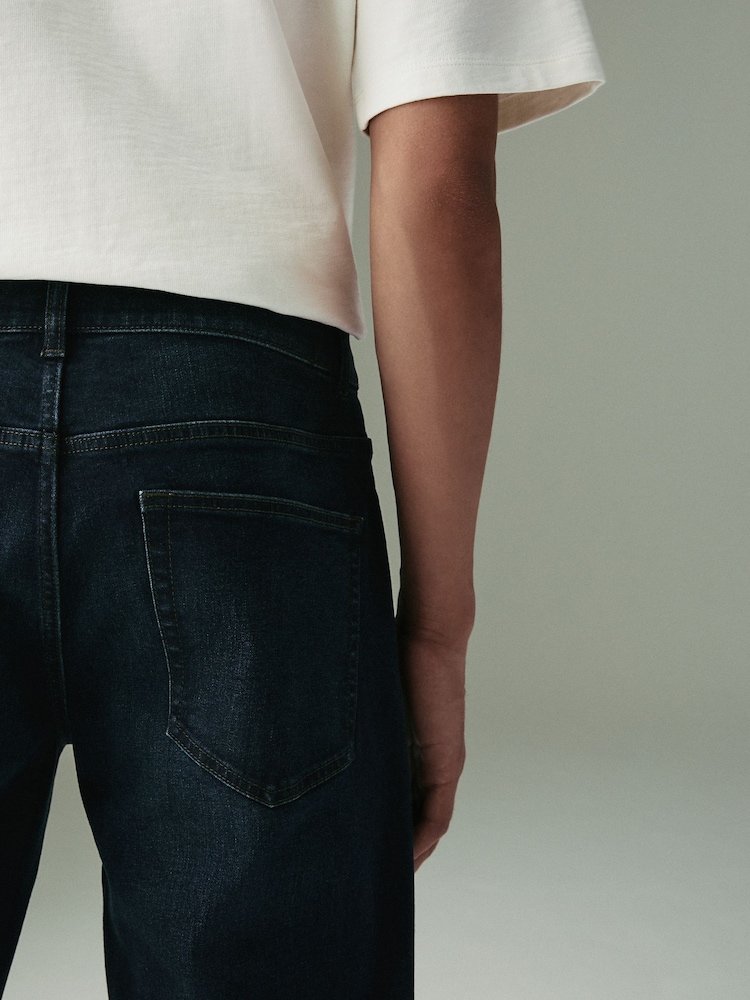 Blue Deep Rinse Single Straight Fit Classic Stretch Jeans - Image 7 of 12