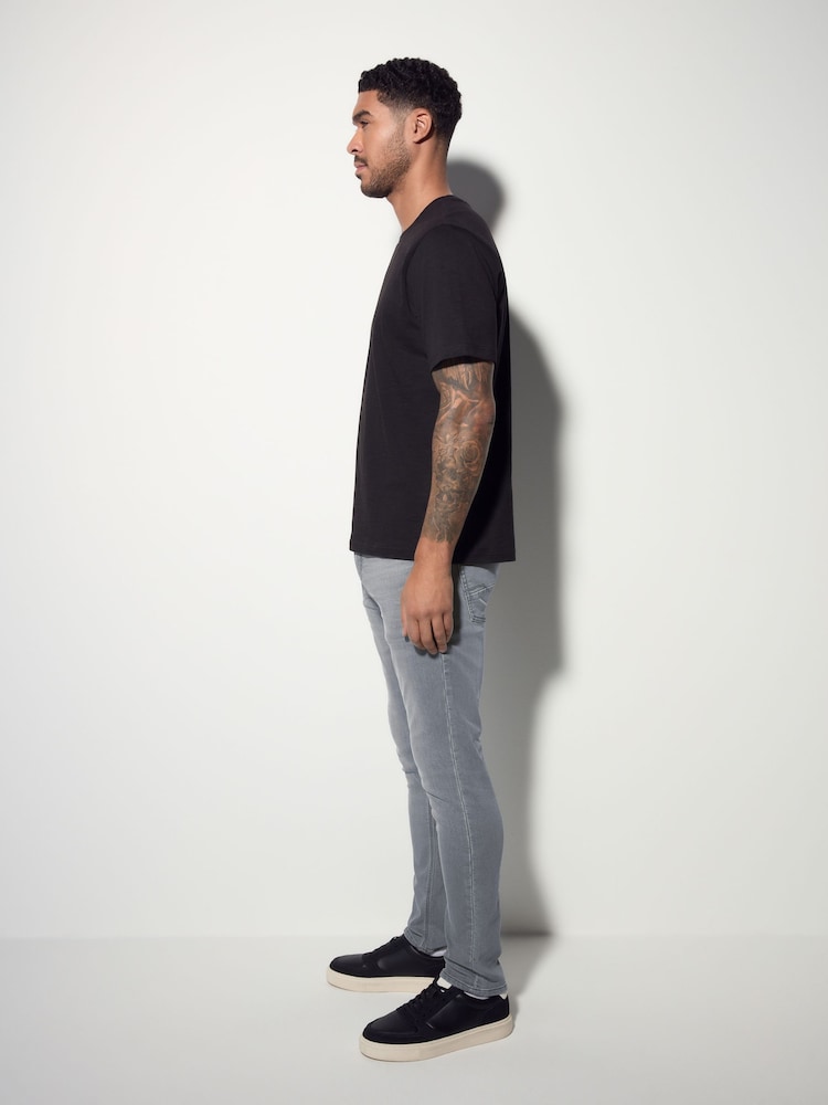 Light Grey Skinny Fit Comfort Stretch Jeans - Image 4 of 10
