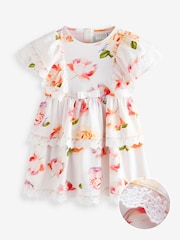 Baker by Ted Baker Floral Lace Trim Tier 100% Cotton Dress - Image 1 of 5