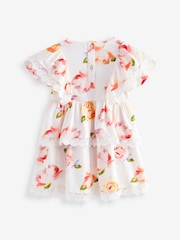 Baker by Ted Baker Floral Lace Trim Tier 100% Cotton Dress - Image 2 of 5