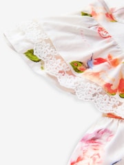 Baker by Ted Baker Floral Lace Trim Tier 100% Cotton Dress - Image 4 of 5