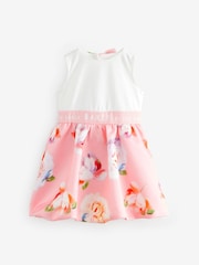 Baker by Ted Baker Peach Pink Bubble Hem Floral Dress - Image 1 of 5