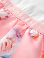 Baker by Ted Baker Peach Pink Bubble Hem Floral Dress - Image 3 of 5