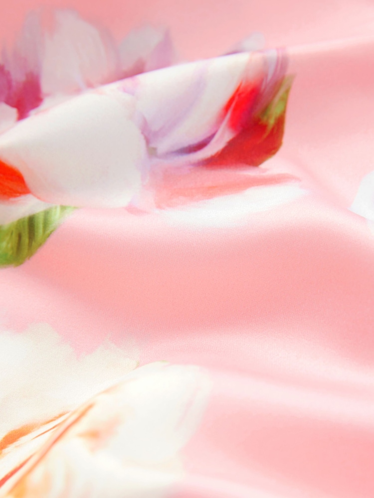 Baker by Ted Baker Peach Pink Bubble Hem Floral Dress - Image 5 of 5